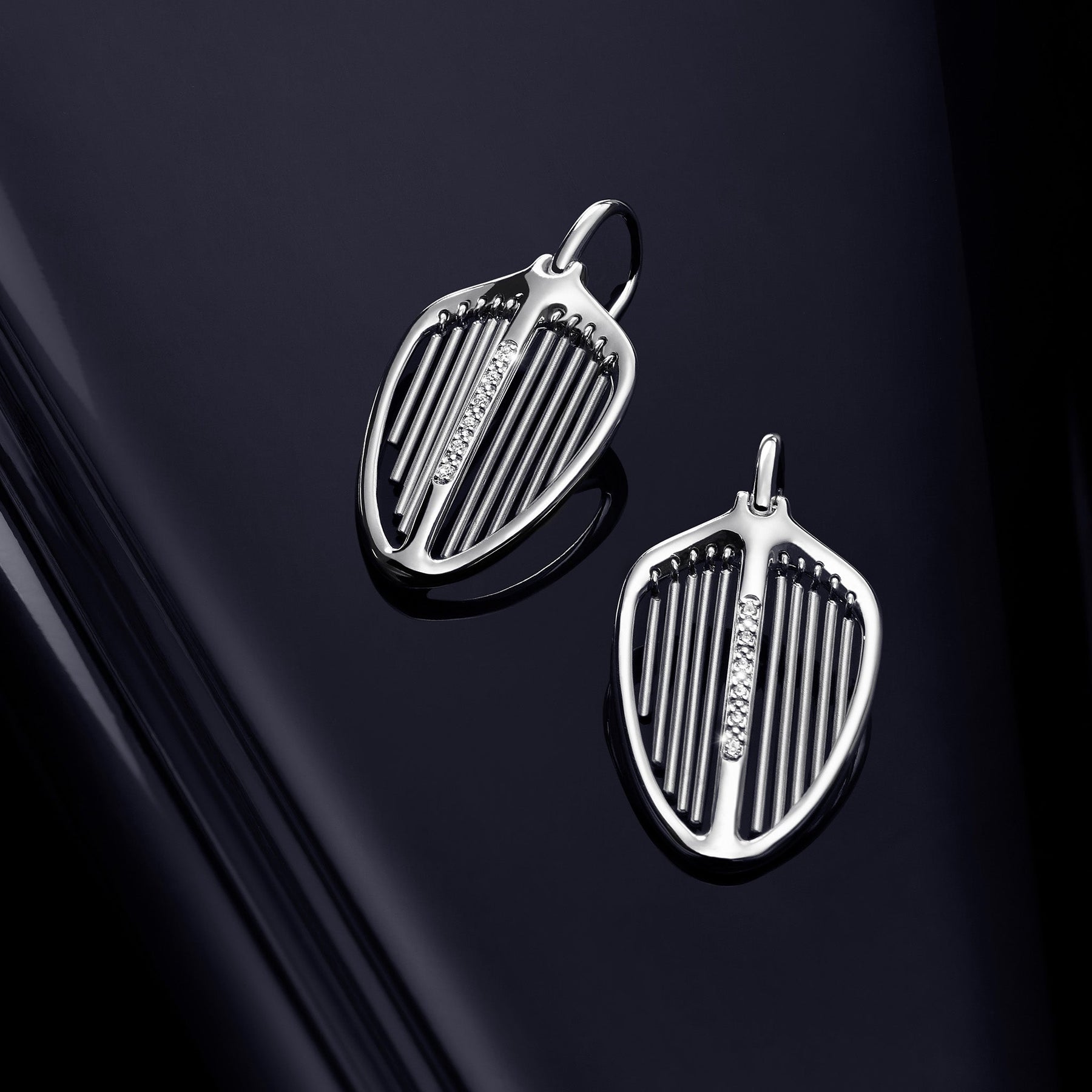 Cielo Shield Drop Earrings with Diamonds