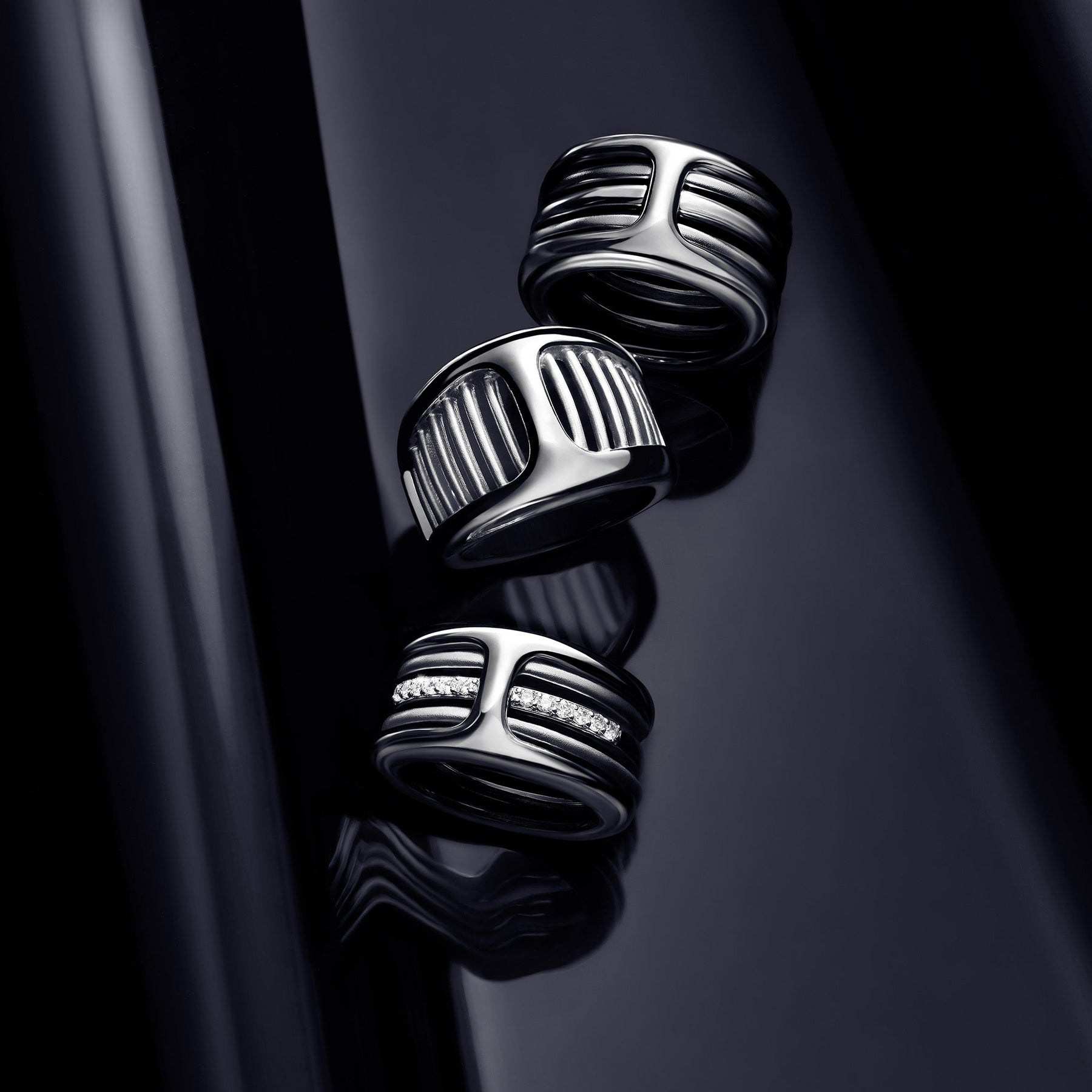 Cielo Multi Band Ring with Diamonds