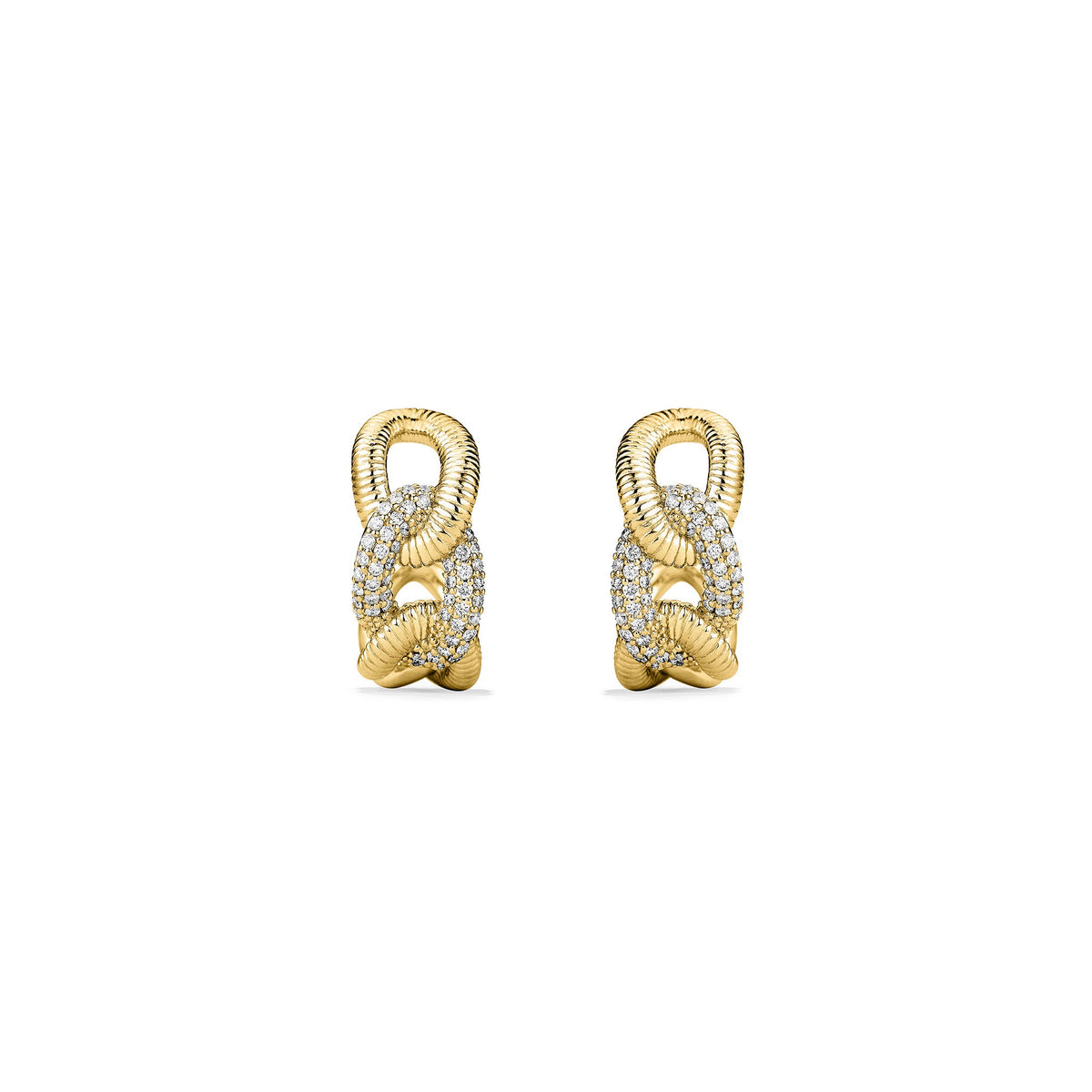 Eternity Interlocking Link Hoop Earrings with Diamonds in 18K