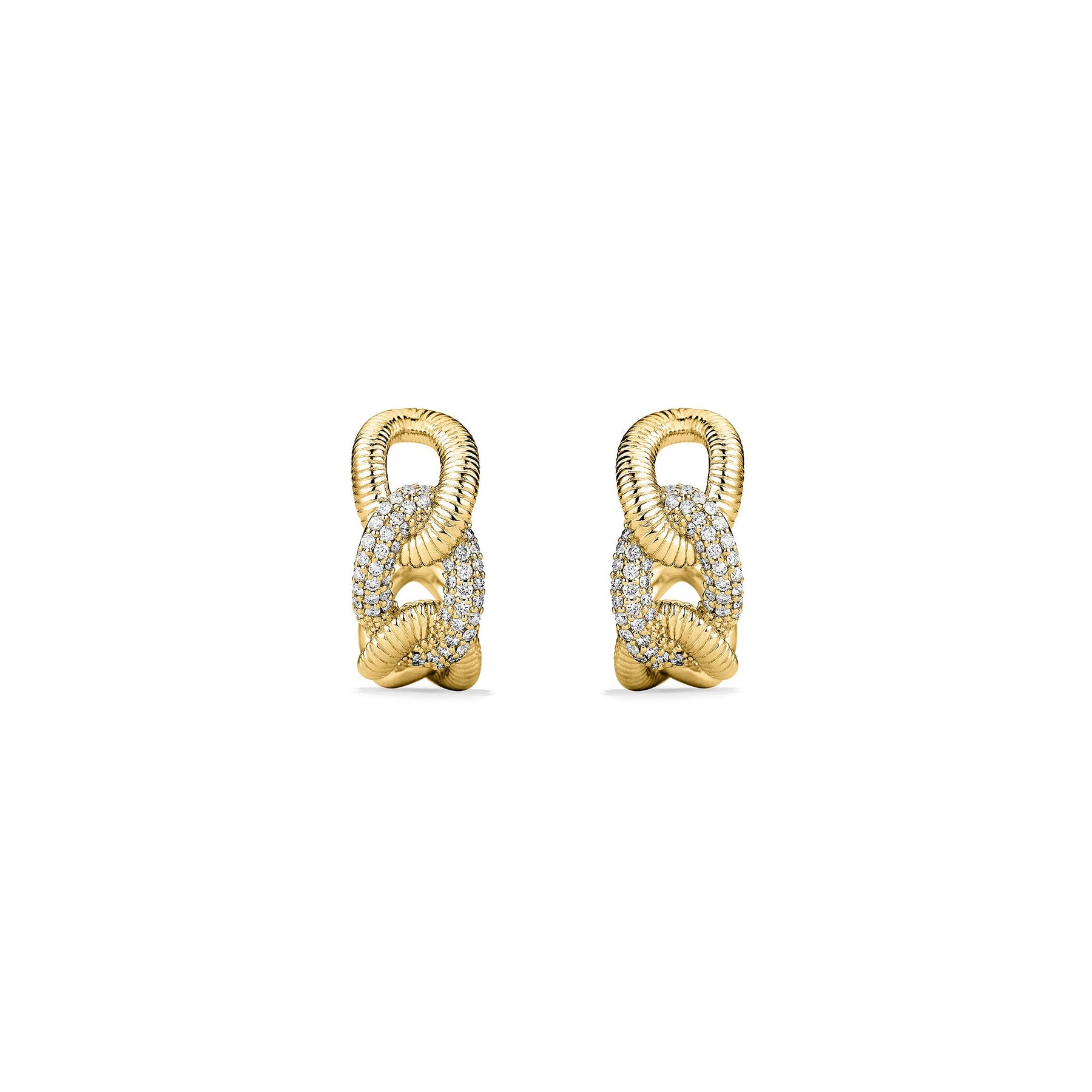 Eternity Interlocking Link Hoop Earrings with Diamonds in 18K