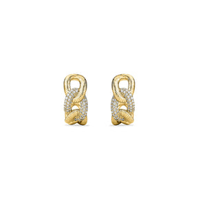 Eternity Interlocking Link Hoop Earrings with Diamonds in 18K