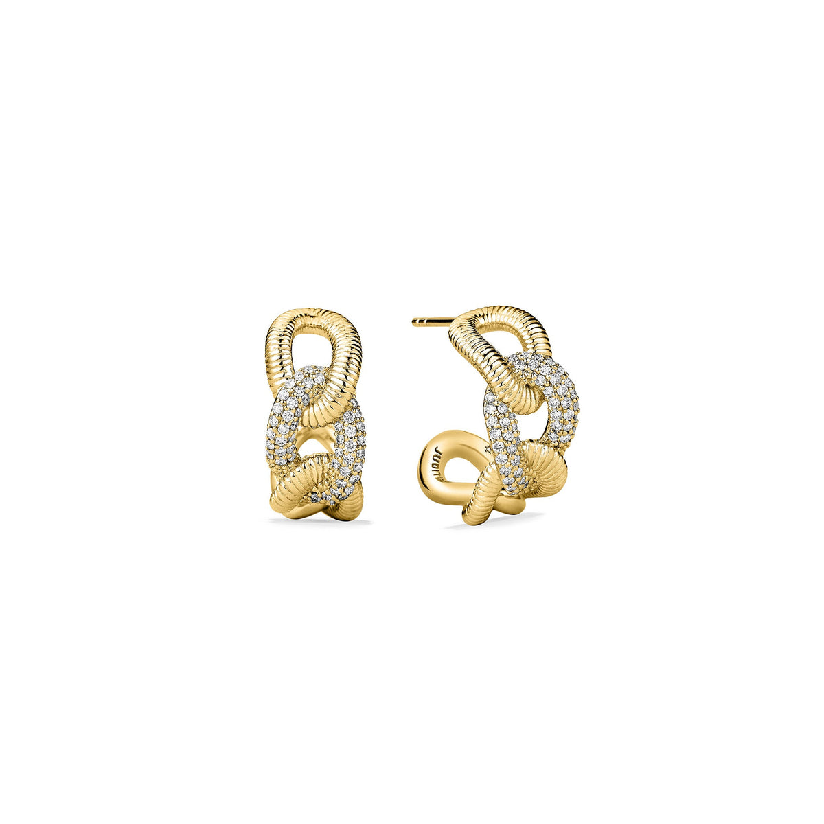 Eternity Interlocking Link Hoop Earrings with Diamonds in 18K