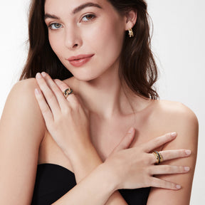 Eternity Five Band Highway Ring with Black Diamonds in 18K