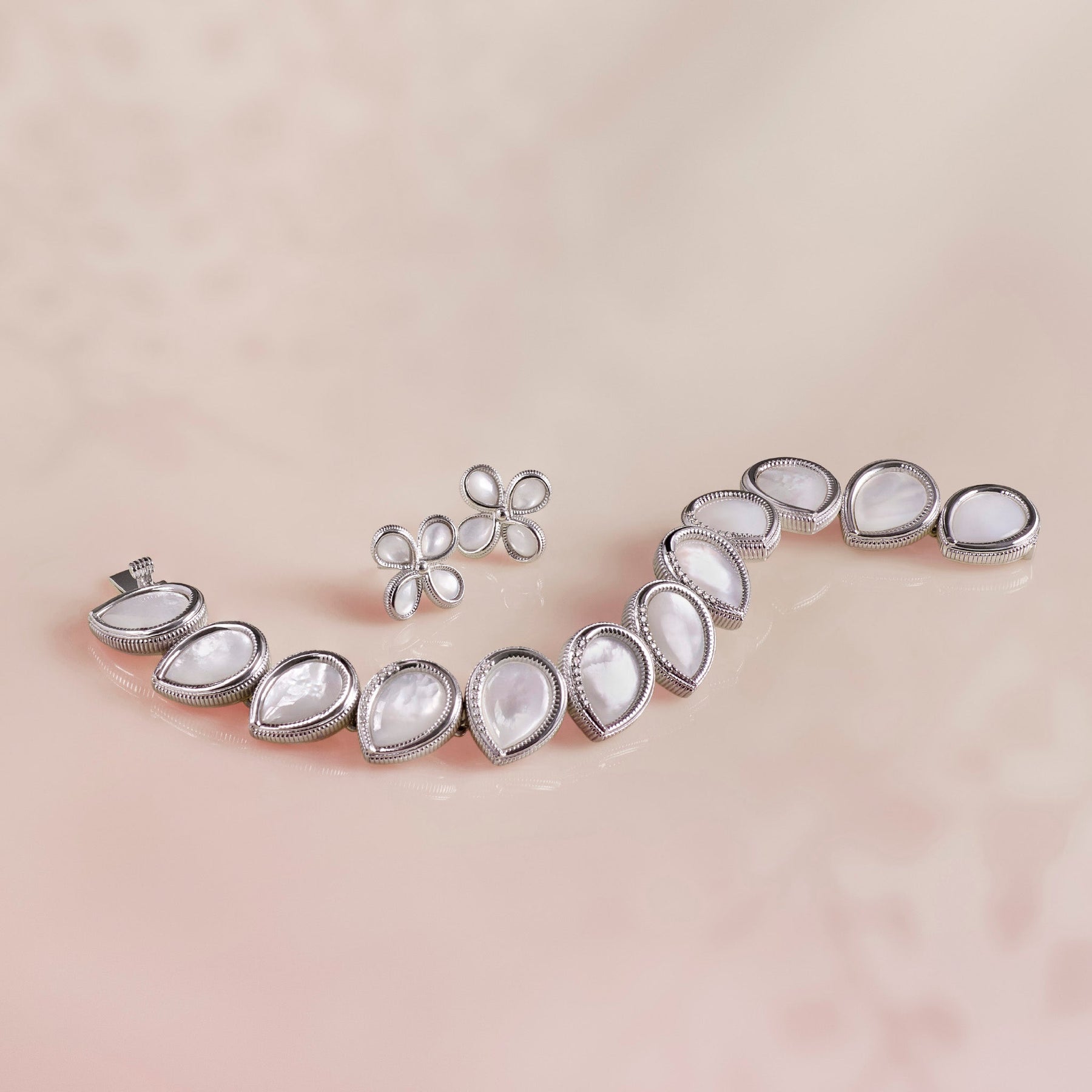 Jardin Petal Bracelet with Mother of Pearl and Diamonds