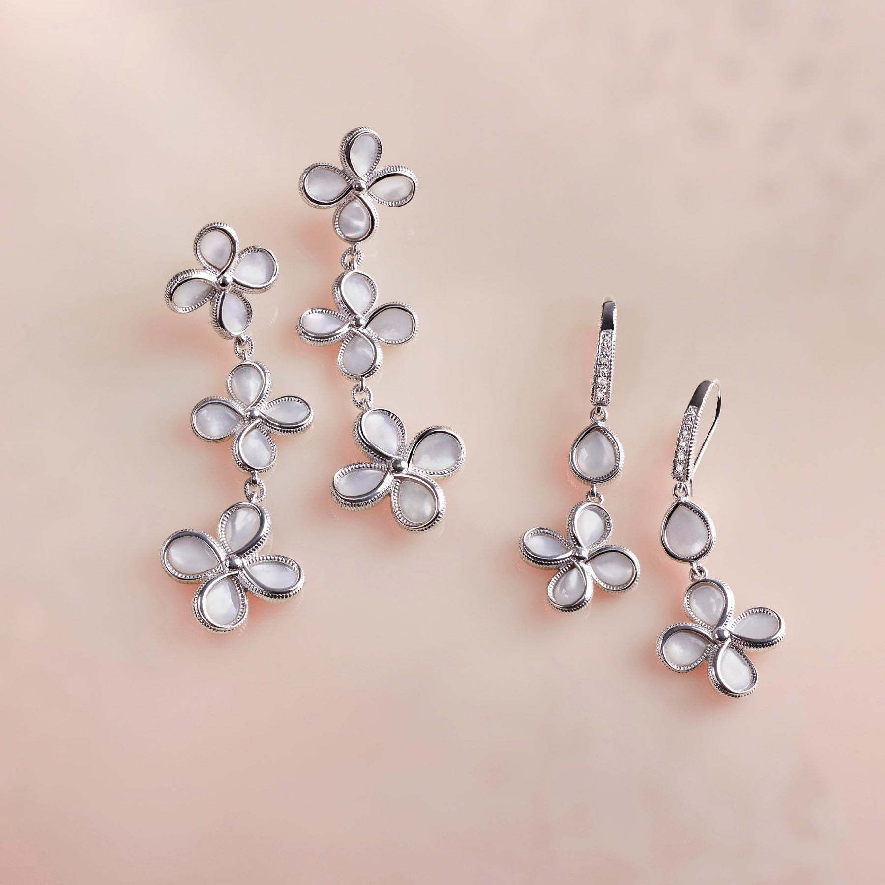 Jardin Triple Drop Earrings with Mother of Pearl