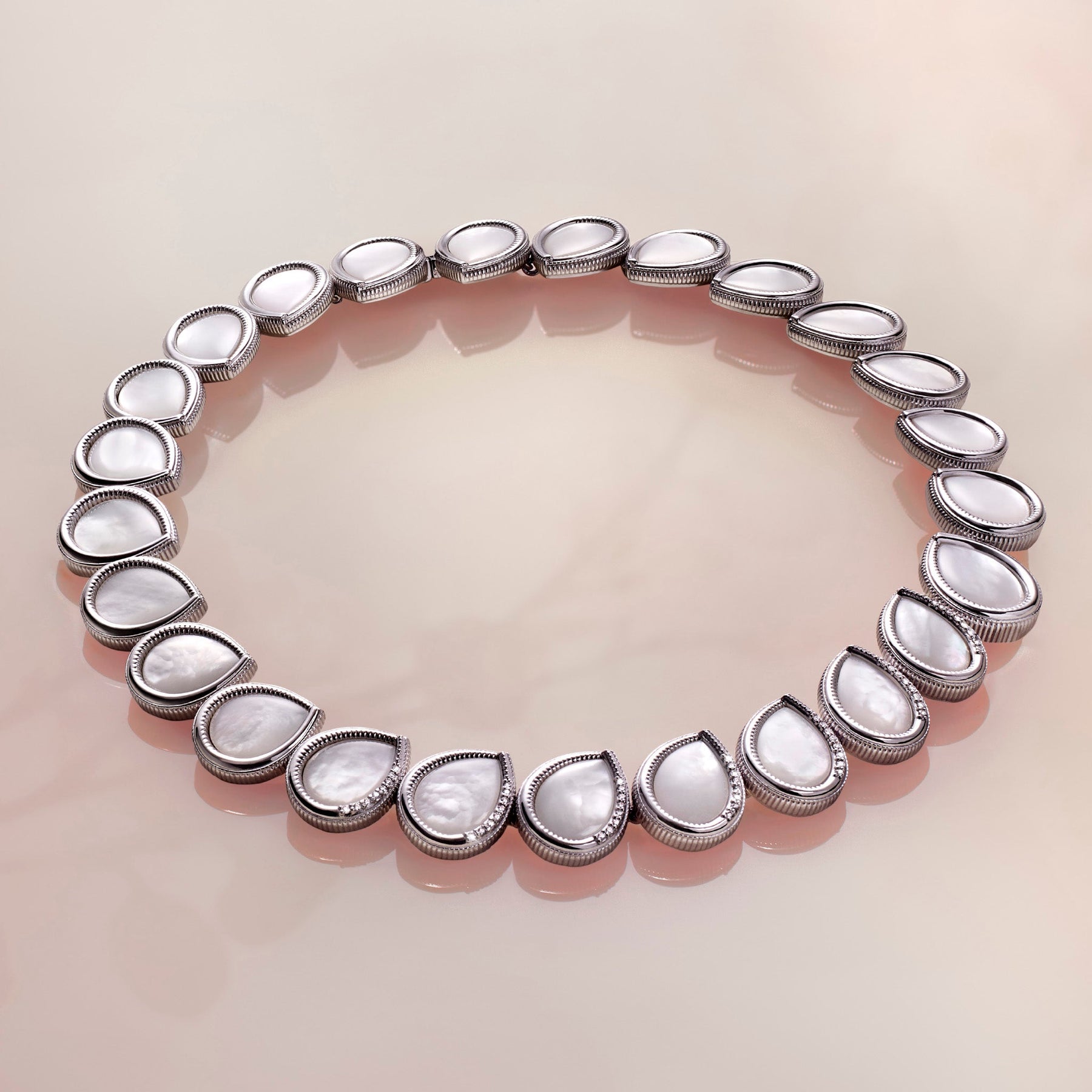 Jardin Petal Necklace with Mother of Pearl and Diamonds
