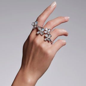 Jardin Double Flower Ring with Mother of Pearl and Diamonds