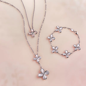 Jardin Flower Pendant Necklace with Pink Mother of Pearl