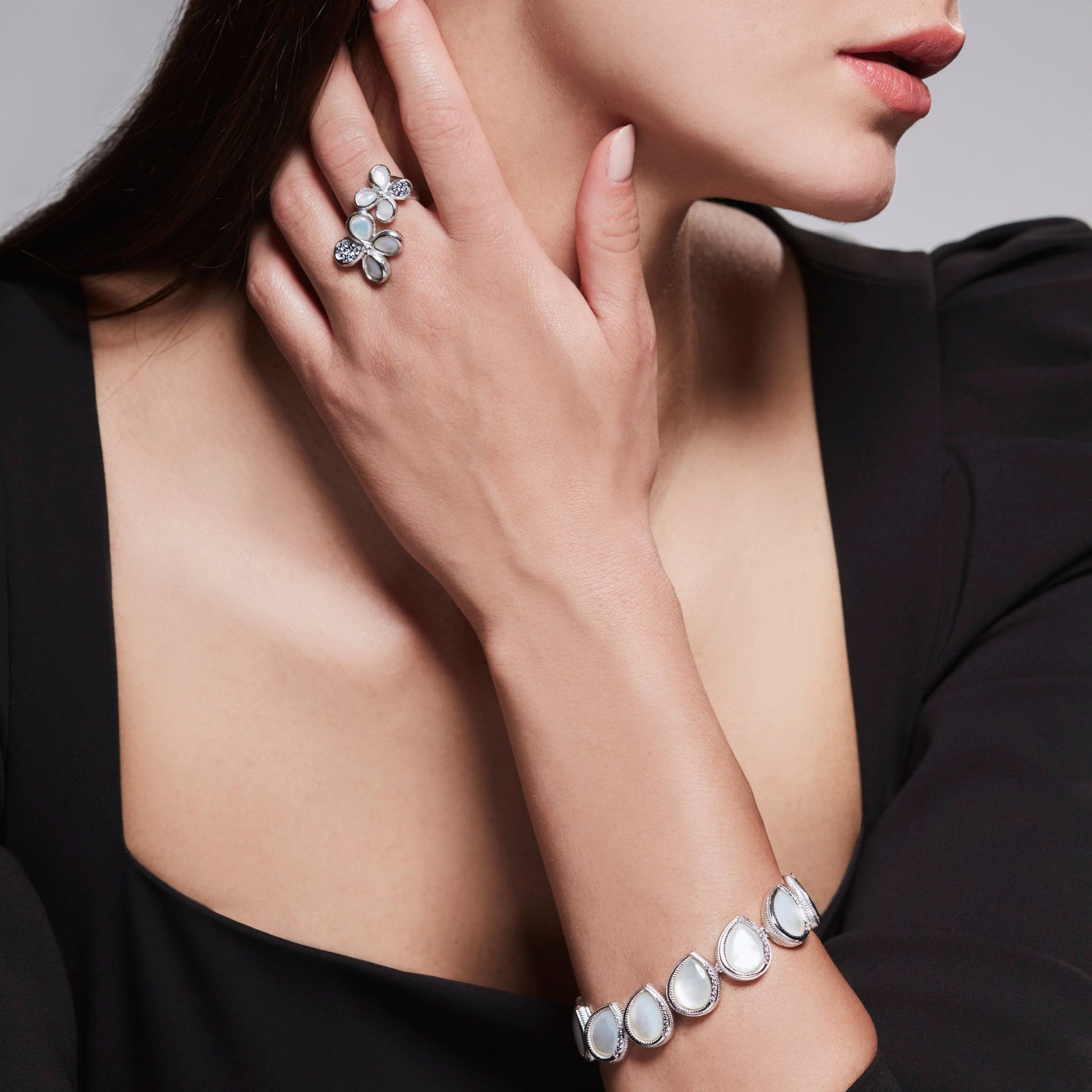 Jardin Petal Bracelet with Mother of Pearl and Diamonds