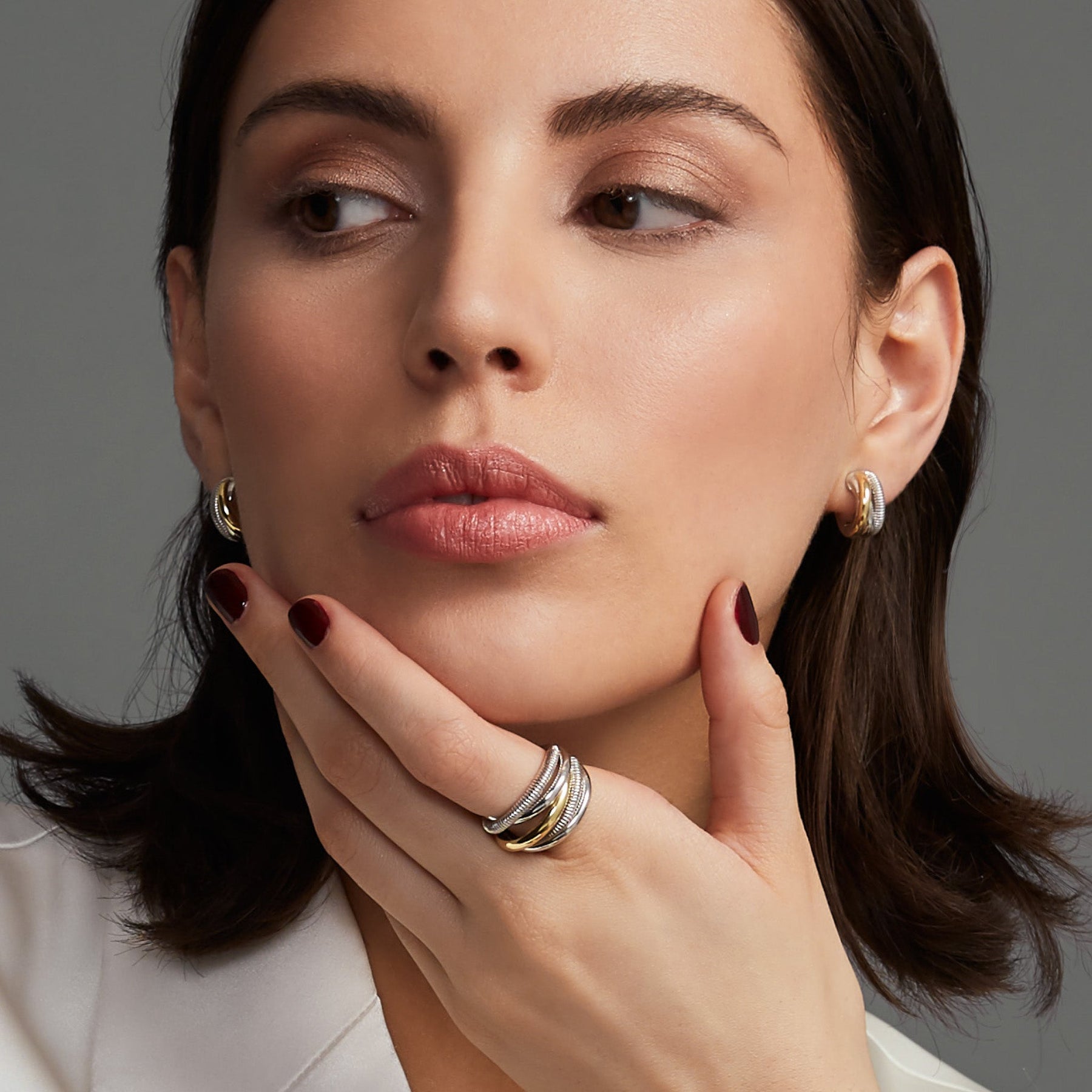 Eternity Highway Huggie Hoop Earrings with 18K Gold