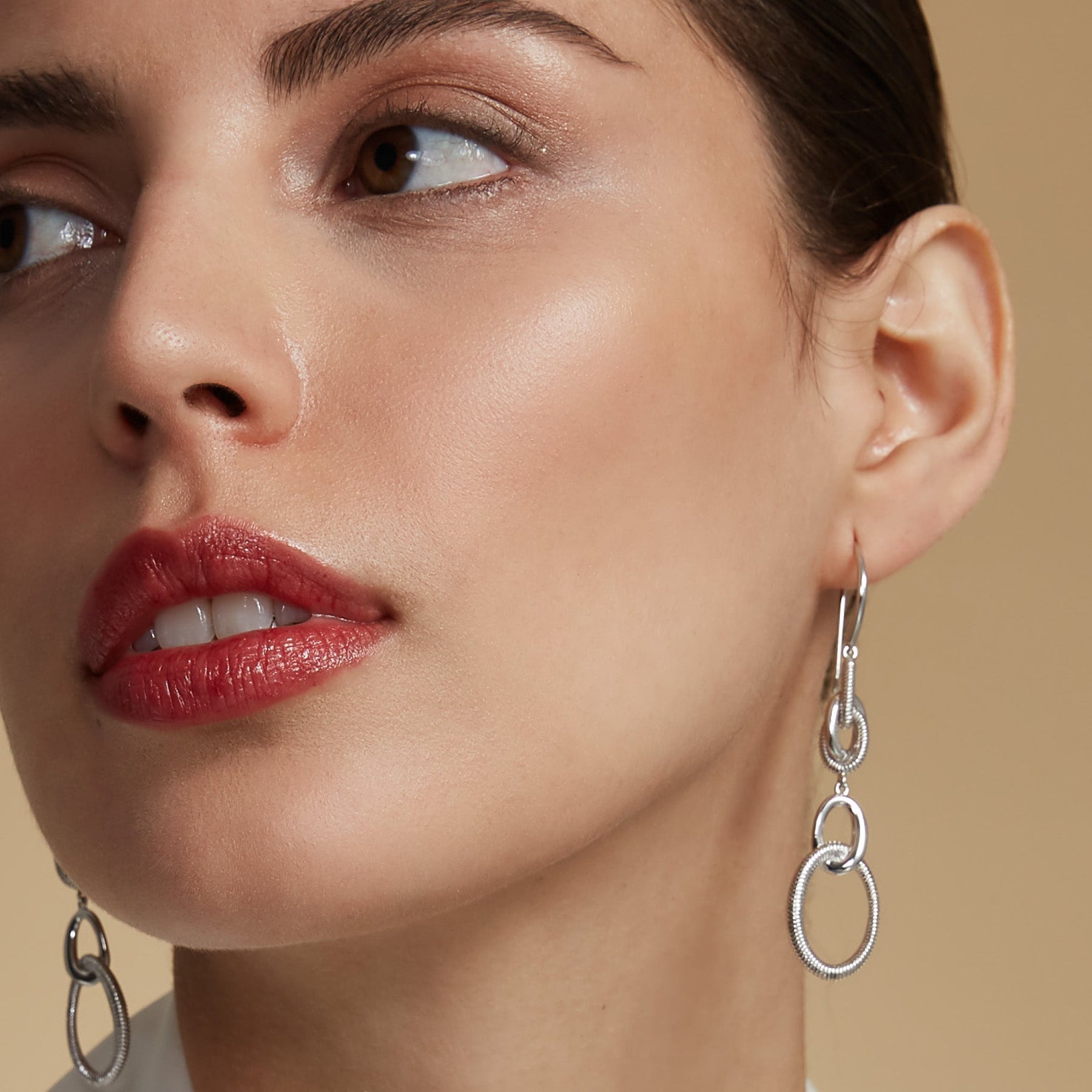 Eternity Interlocking Knot Double Drop Hoop Earrings