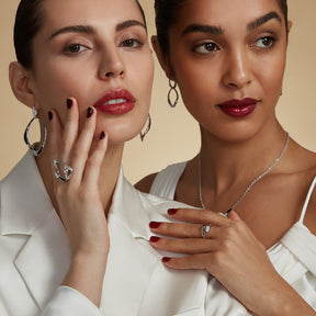 Gaia Drop Hoop Earrings with Diamonds