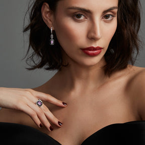Adrienne Drop Earrings with Enamel and Amethyst