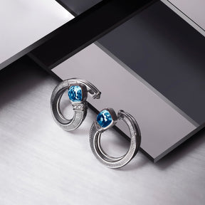 Adrienne Forward Facing Hoop Earrings with London Blue Topaz