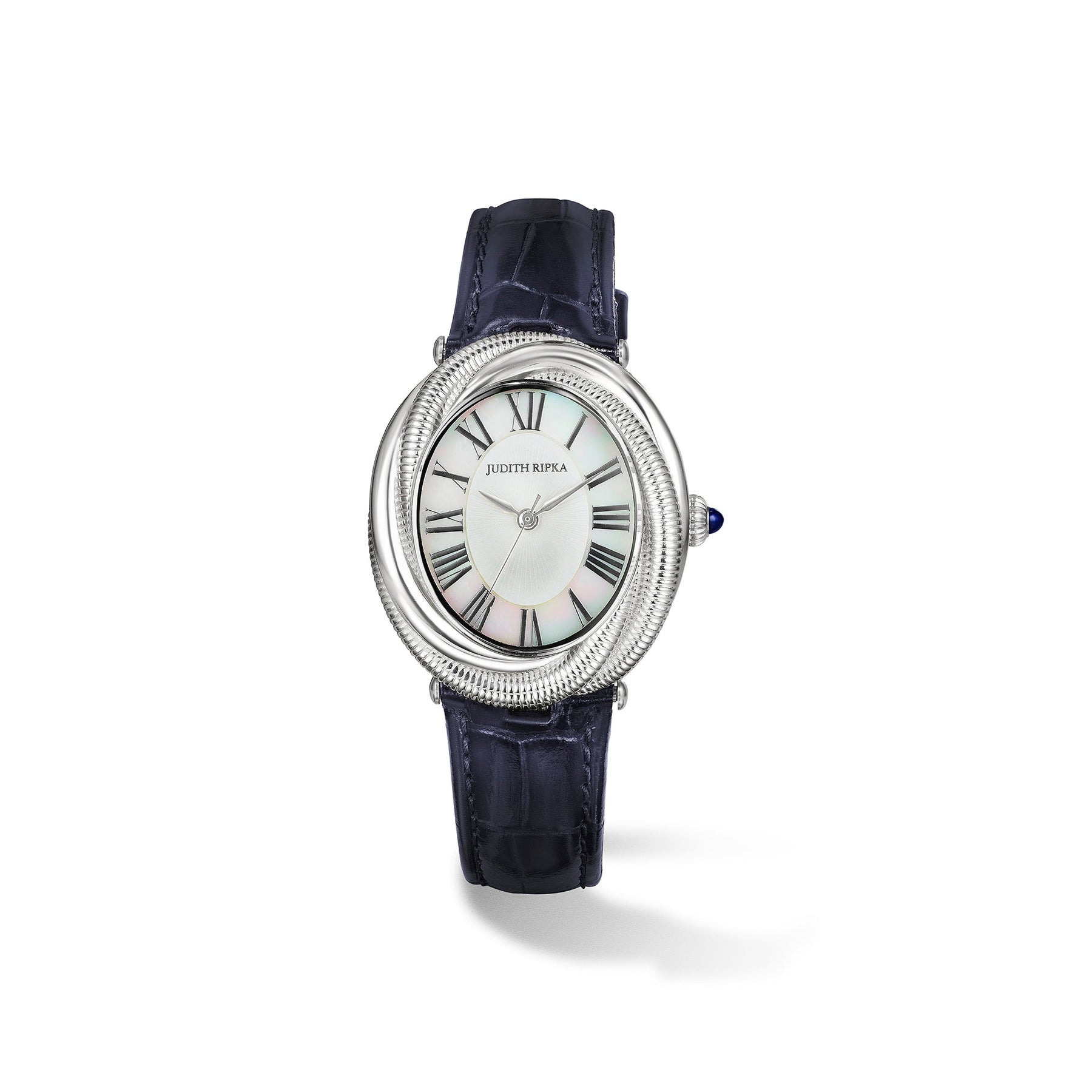 Eternity Watch with Mother of Pearl, Sapphire and Midnight Genuine Crocodile Strap