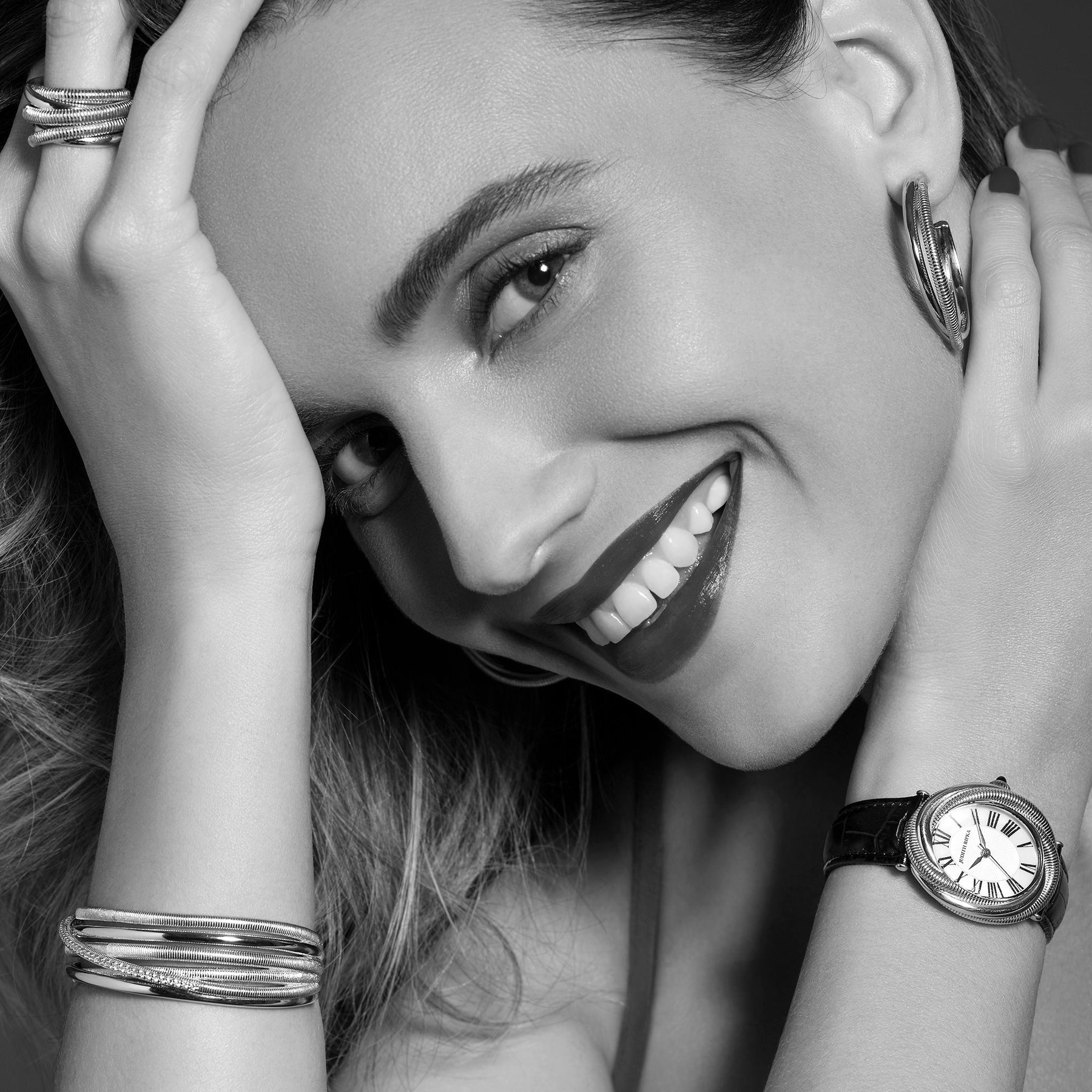 Eternity Watch with Mother of Pearl, Sapphire and Midnight Genuine Crocodile Strap