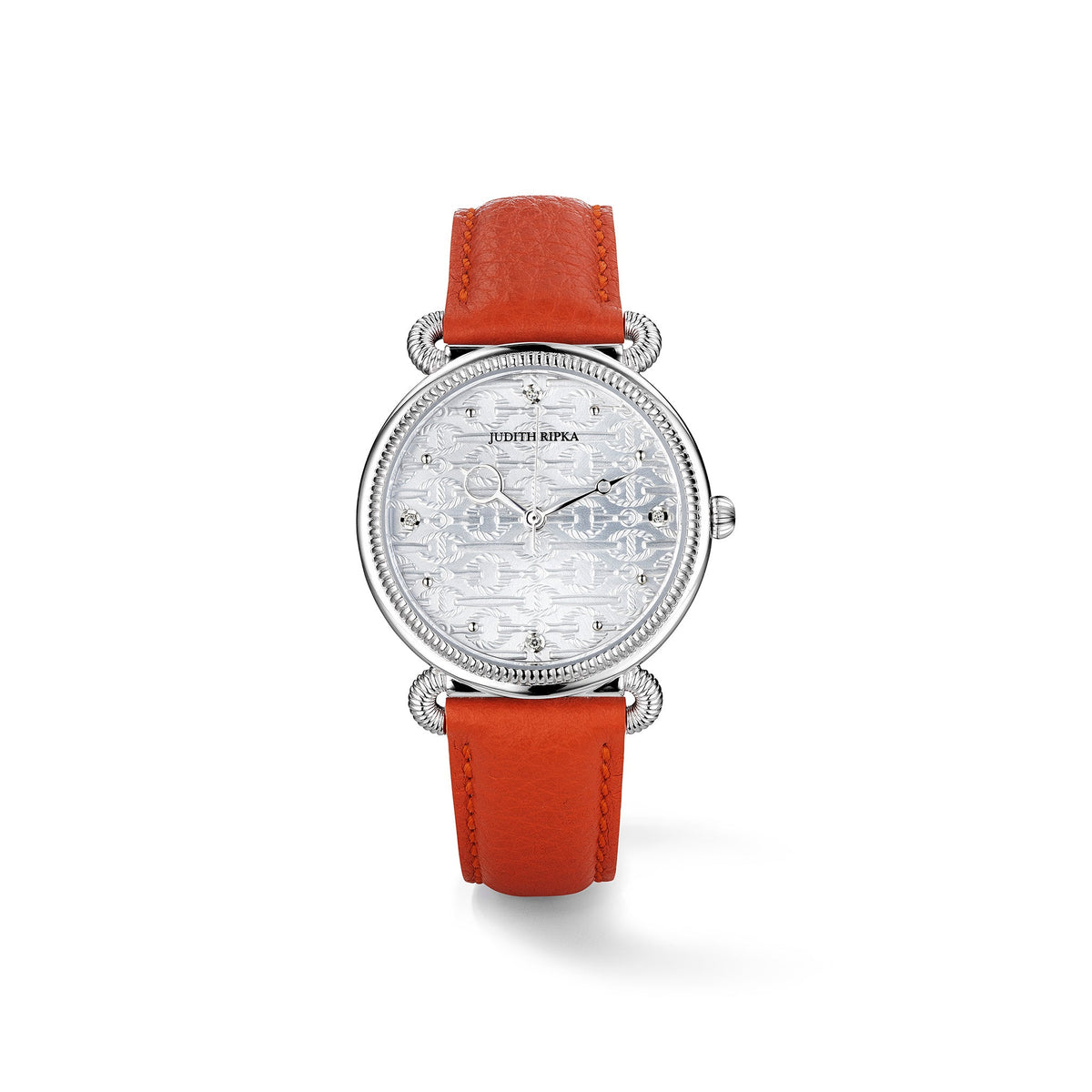 Vienna Watch with Diamonds and Orange Leather Strap