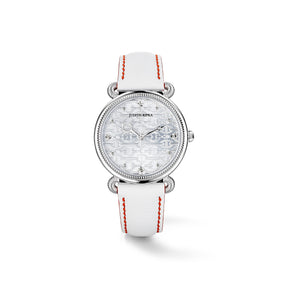 Vienna Watch with Diamonds and White Leather Strap
