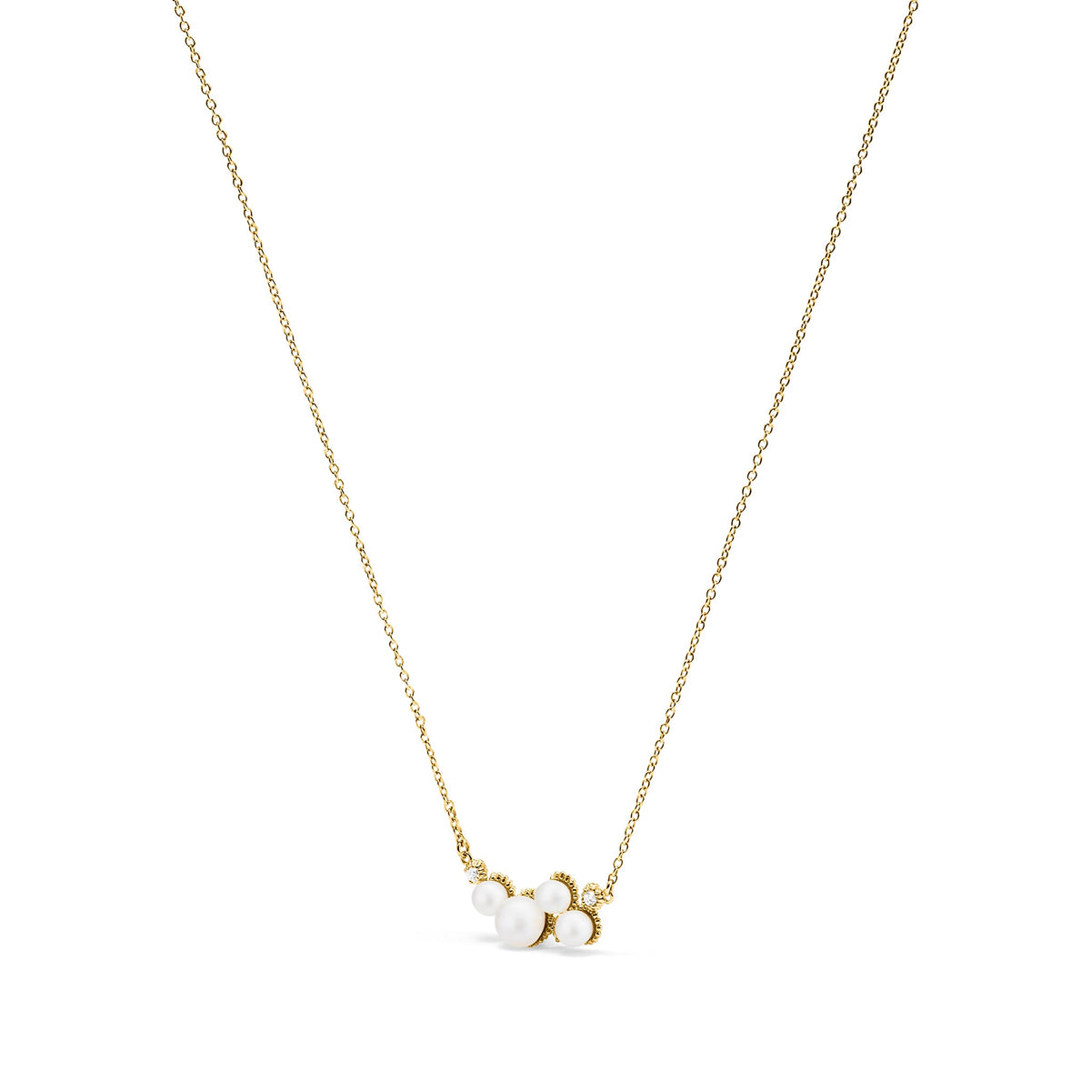 Shima Necklace with Freshwater Pearls and Diamonds in 18K