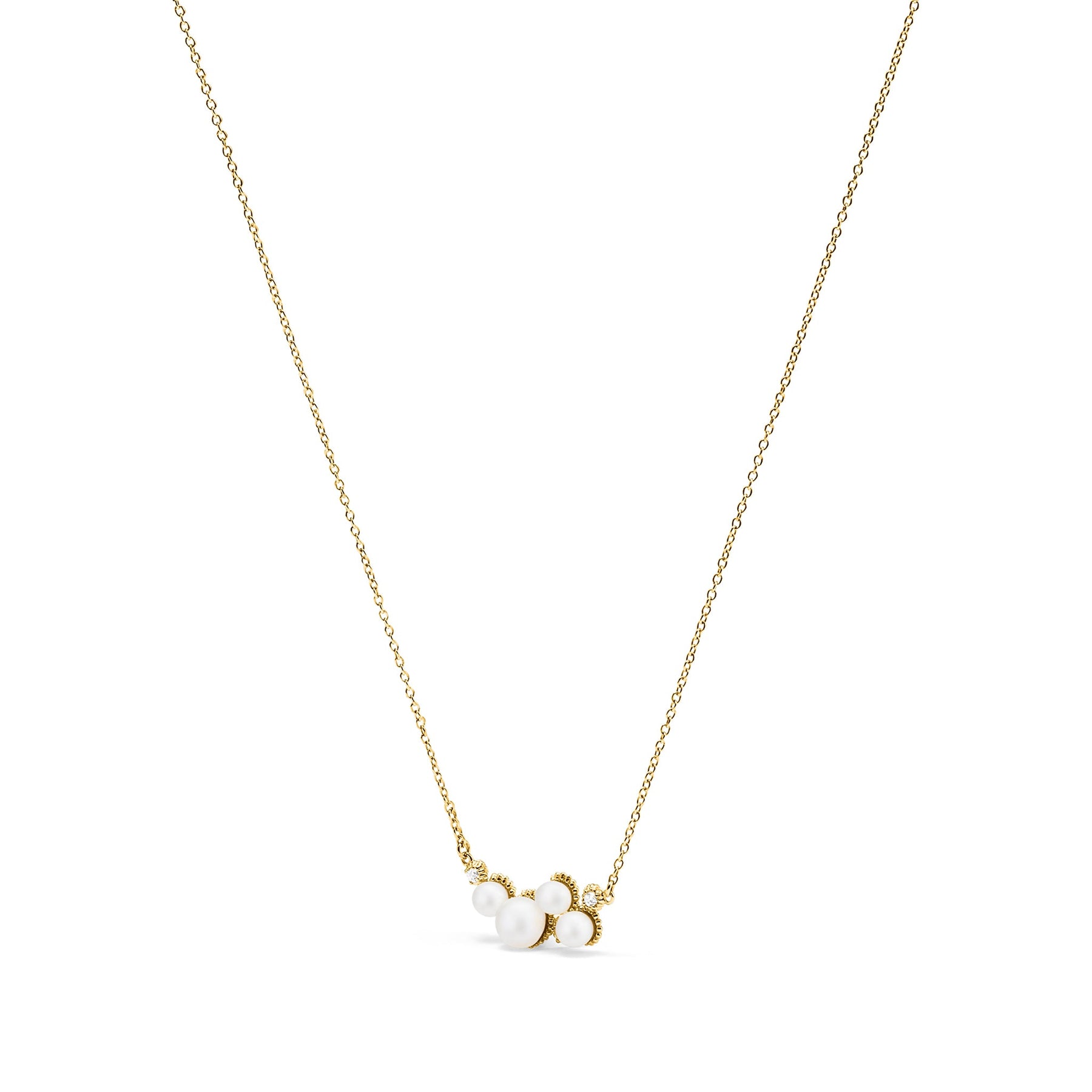 Shima Necklace with Freshwater Pearls and Diamonds in 18K