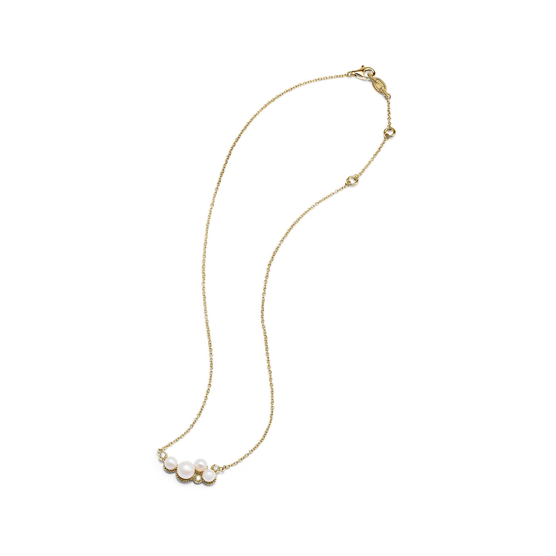 Shima Necklace with Freshwater Pearls and Diamonds in 18K