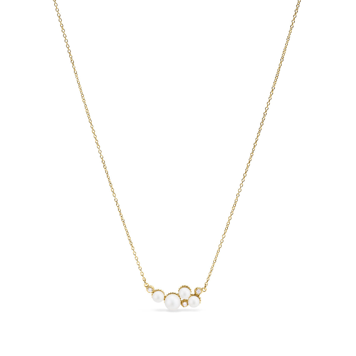 Shima Necklace with Freshwater Pearls and Diamonds in 18K