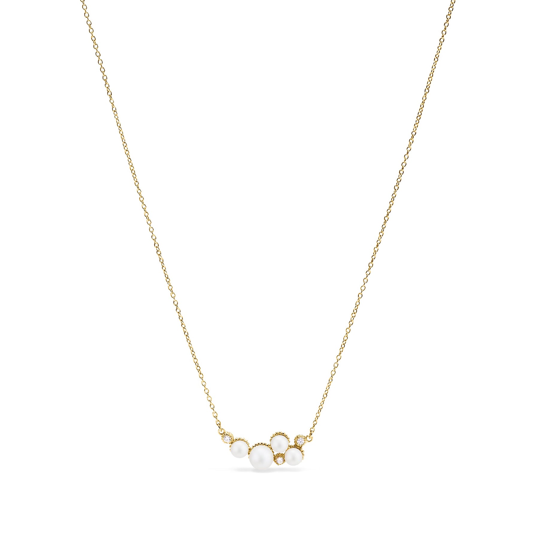 Shima Necklace with Freshwater Pearls and Diamonds in 18K