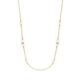 Shima Station Necklace with Freshwater Pearls and Diamonds in 18K