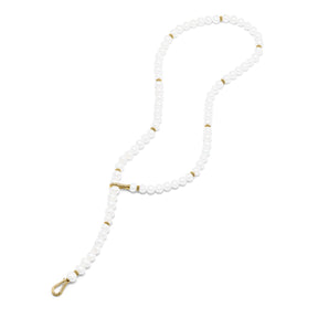 Shima Double Hook Drop Necklace with Freshwater Pearls and Diamonds in 18K