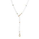 Shima Double Hook Drop Necklace with Freshwater Pearls and Diamonds in 18K