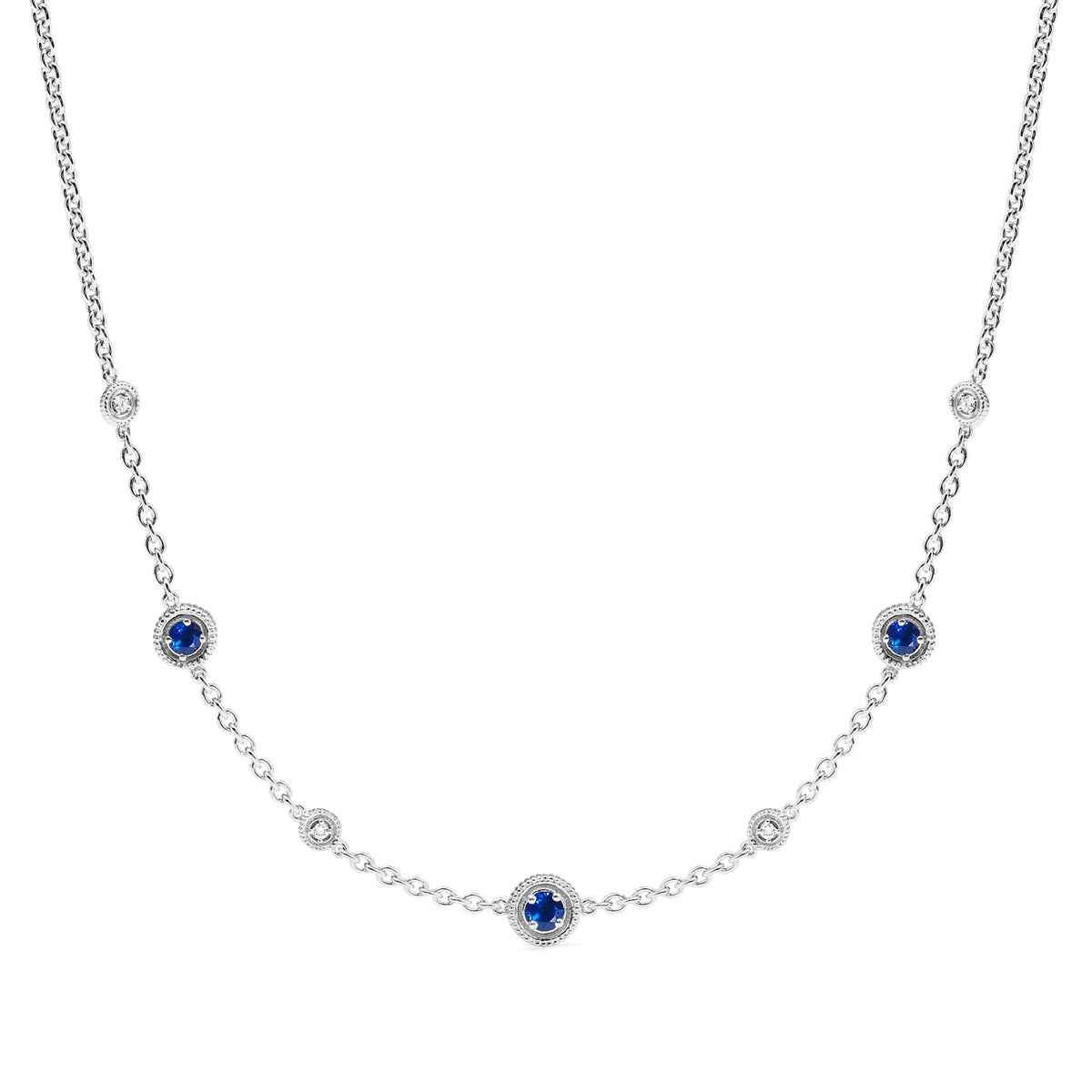 Max Station Necklace with Sapphire and Diamonds