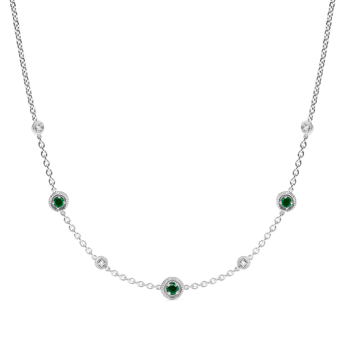 Max Station Necklace with Emerald and Diamonds