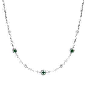 Max Station Necklace with Emerald and Diamonds