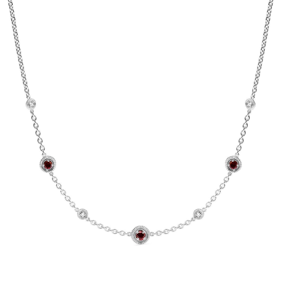 Max Station Necklace with Garnet and Diamonds