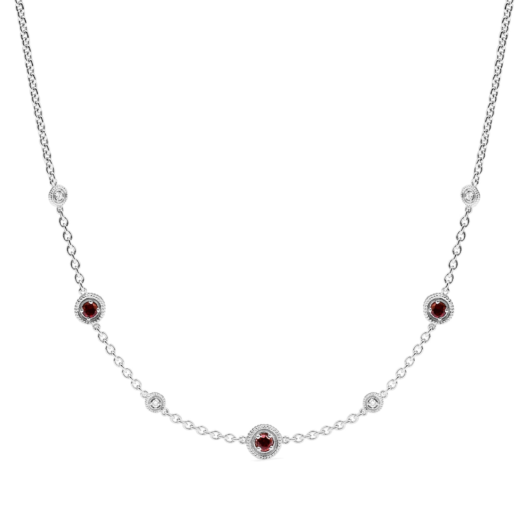 Max Station Necklace with Garnet and Diamonds