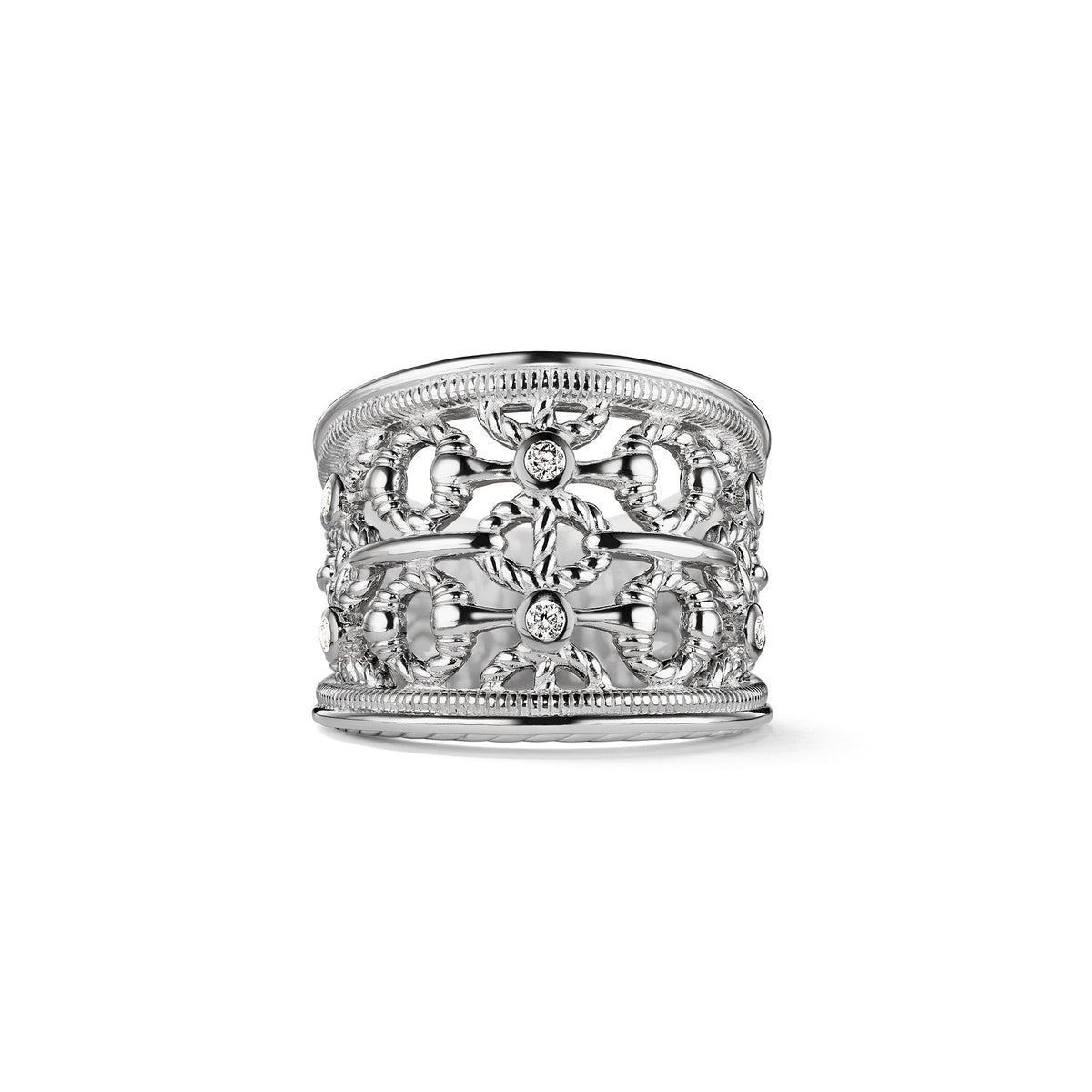 Vienna Wide Band Ring with Diamonds