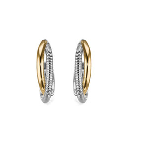 Eternity Round Hoop Earrings with 18K Gold