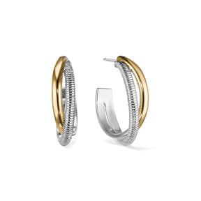 Eternity Round Hoop Earrings with 18K Gold