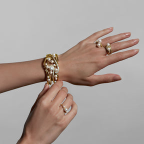 Shima Cuff with Freshwater Pearls and Diamonds in 18K