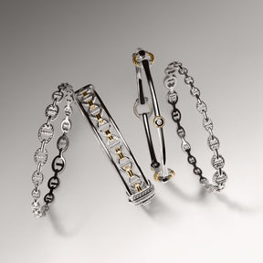 Vienna Link Bangle Bracelet with 18K Gold