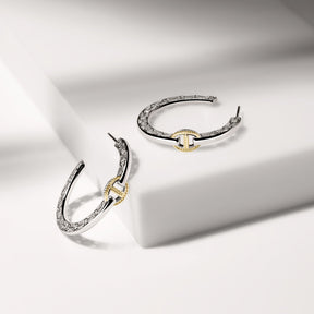 Vienna Single Link Hoop Earrings with 18K Gold