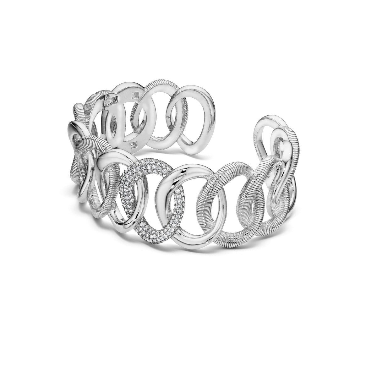 Eternity Interlocking Link Cuff with Diamonds