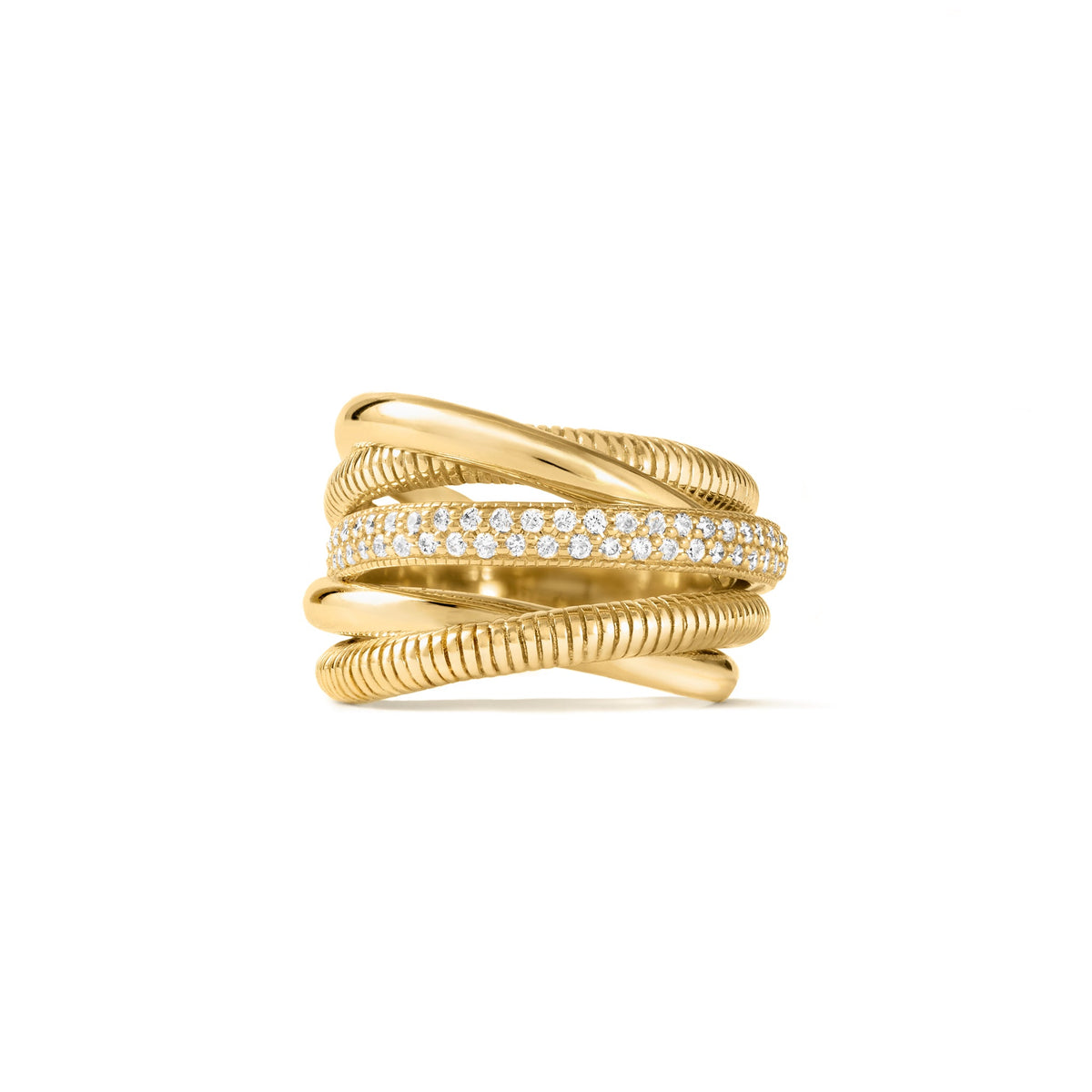 Eternity Five Band Highway Ring with Diamonds in 18K
