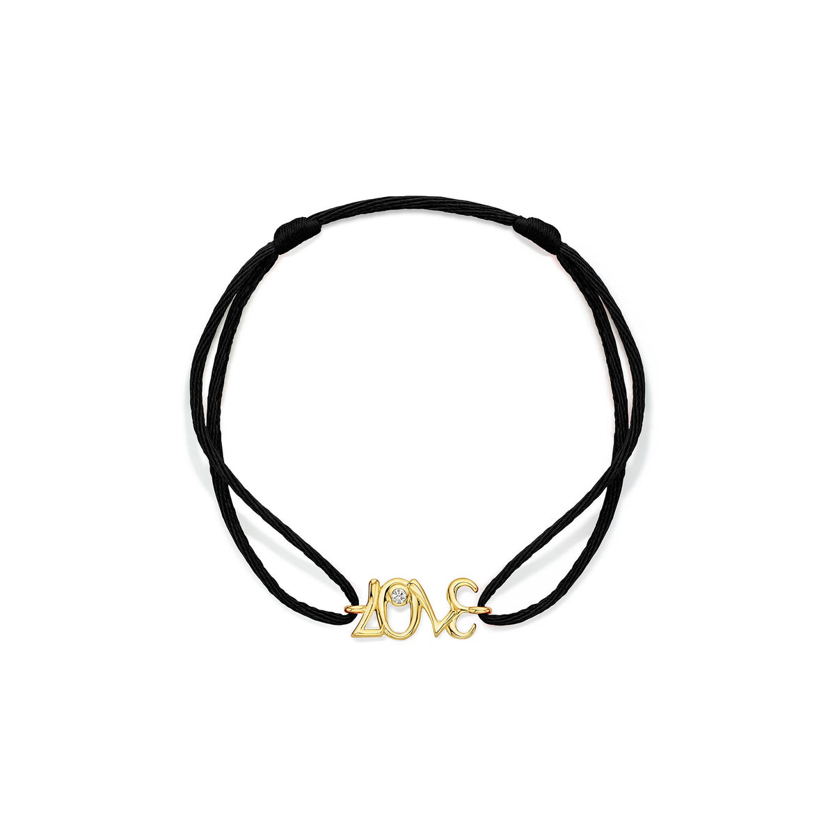 Eros 3707 Black Cord Bracelet with Diamond in 18K