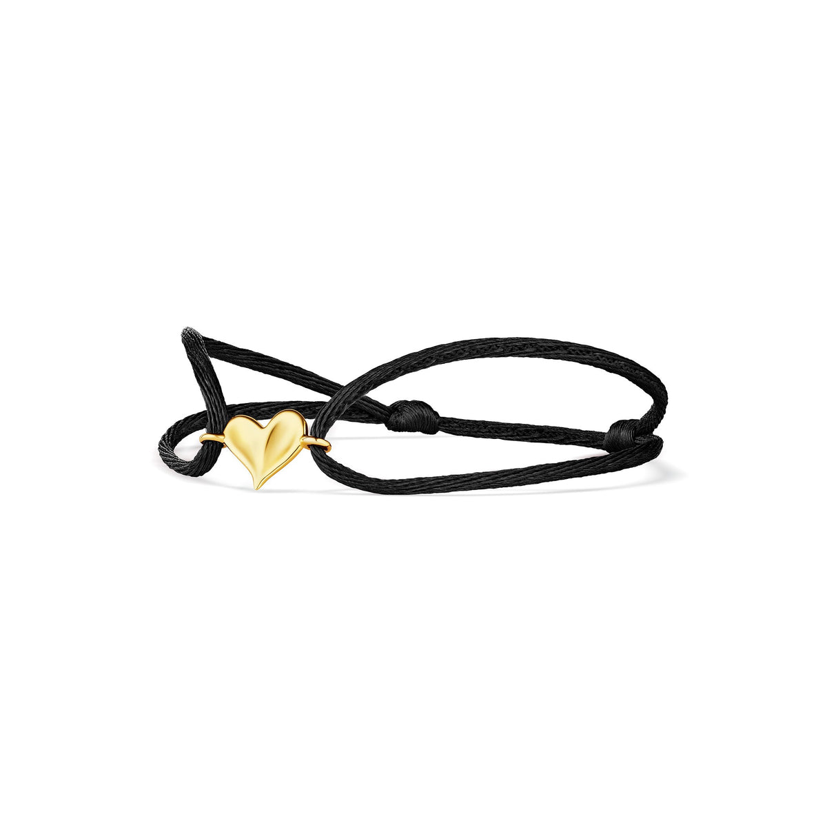 Eros Heart Black Cord Bracelet In 18K